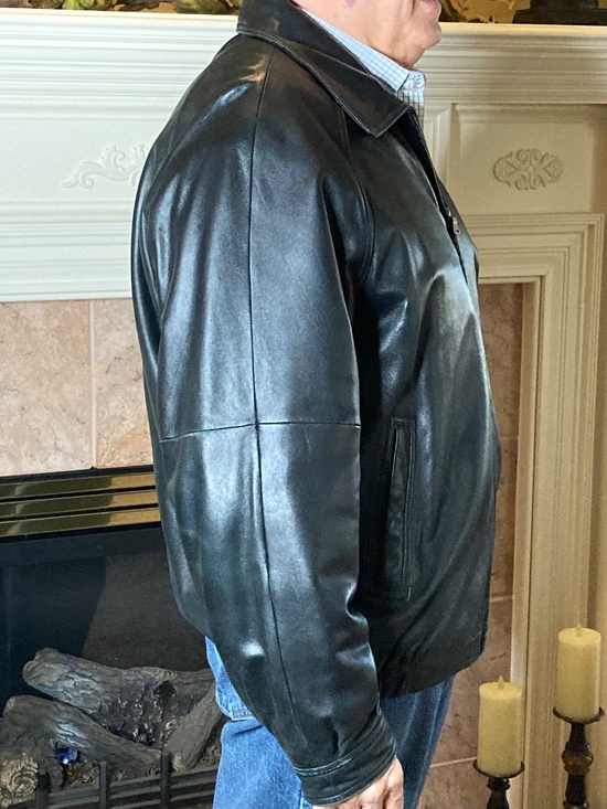 Vintage BILL BLASS Leather Bomber Jacket Black Size XXL - Picture 4 of 15